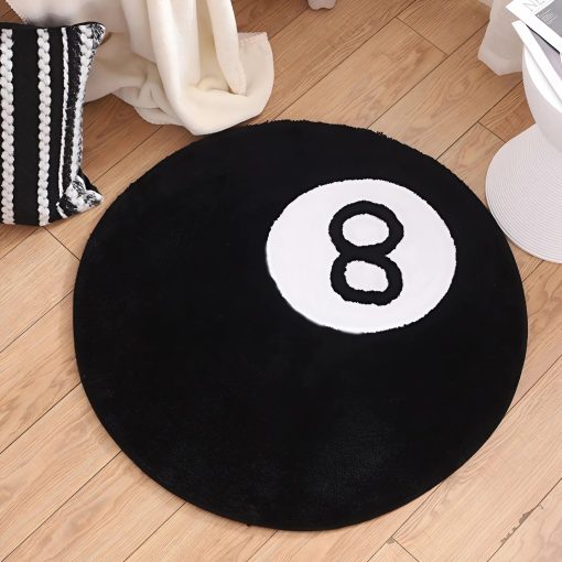 8-Ball Billiards Decorative Rug – Sports Themed Rug for Bedroom, Living Room Decor