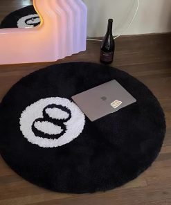 8-Ball Billiards Decorative Rug – Sports Themed Rug for Bedroom, Living Room Decor