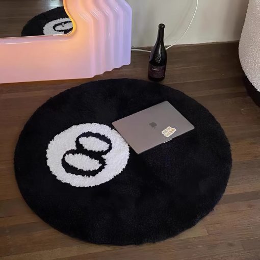 8-Ball Billiards Decorative Rug – Sports Themed Rug for Bedroom, Living Room Decor