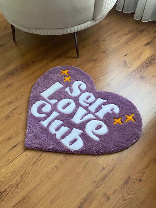 Self Love Club Rug – Inspirational Tufted Rug for Bedroom, Living Room, and Home Decor