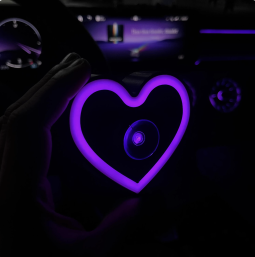 Multishape LED Neon Sign – Heart, Broken Heart & Star Designs for Car & Bedroom Decor, USB/Battery Night Light with Pedestal, Perfect Gift for Women