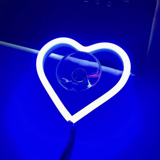 Multishape LED Neon Sign – Heart, Broken Heart & Star Designs for Car & Bedroom Decor, USB/Battery Night Light with Pedestal, Perfect Gift for Women