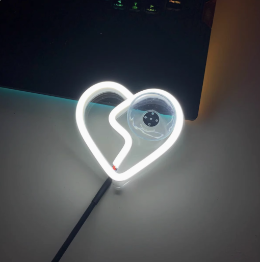 Multishape LED Neon Sign – Heart, Broken Heart & Star Designs for Car & Bedroom Decor, USB/Battery Night Light with Pedestal, Perfect Gift for Women