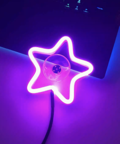 Multishape LED Neon Sign – Heart, Broken Heart & Star Designs for Car & Bedroom Decor, USB/Battery Night Light with Pedestal, Perfect Gift for Women