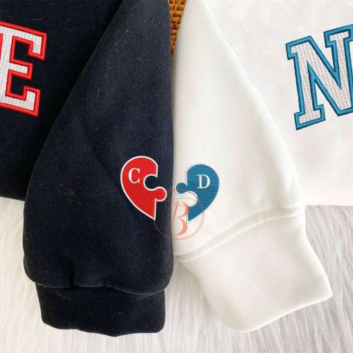 Couple Stitch And Angel Embroidery Sweatshirt