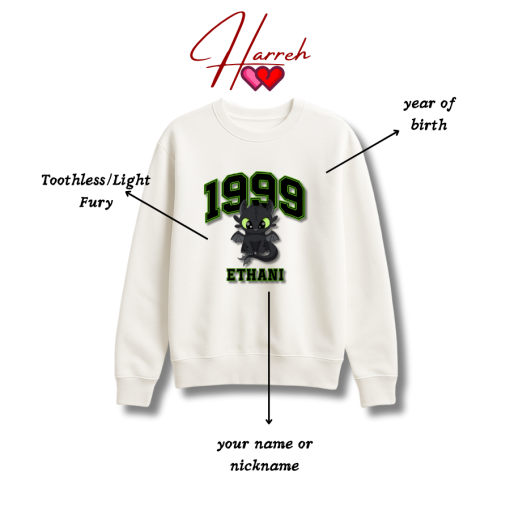Couple Shirt – Toothless and Light Fury – Inspired Design with Name & Birth Year