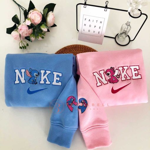 Couple Stitch And Angel Embroidery Sweatshirt